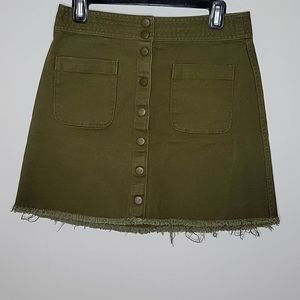 Madewell army green frayed hem mini skirt size 6